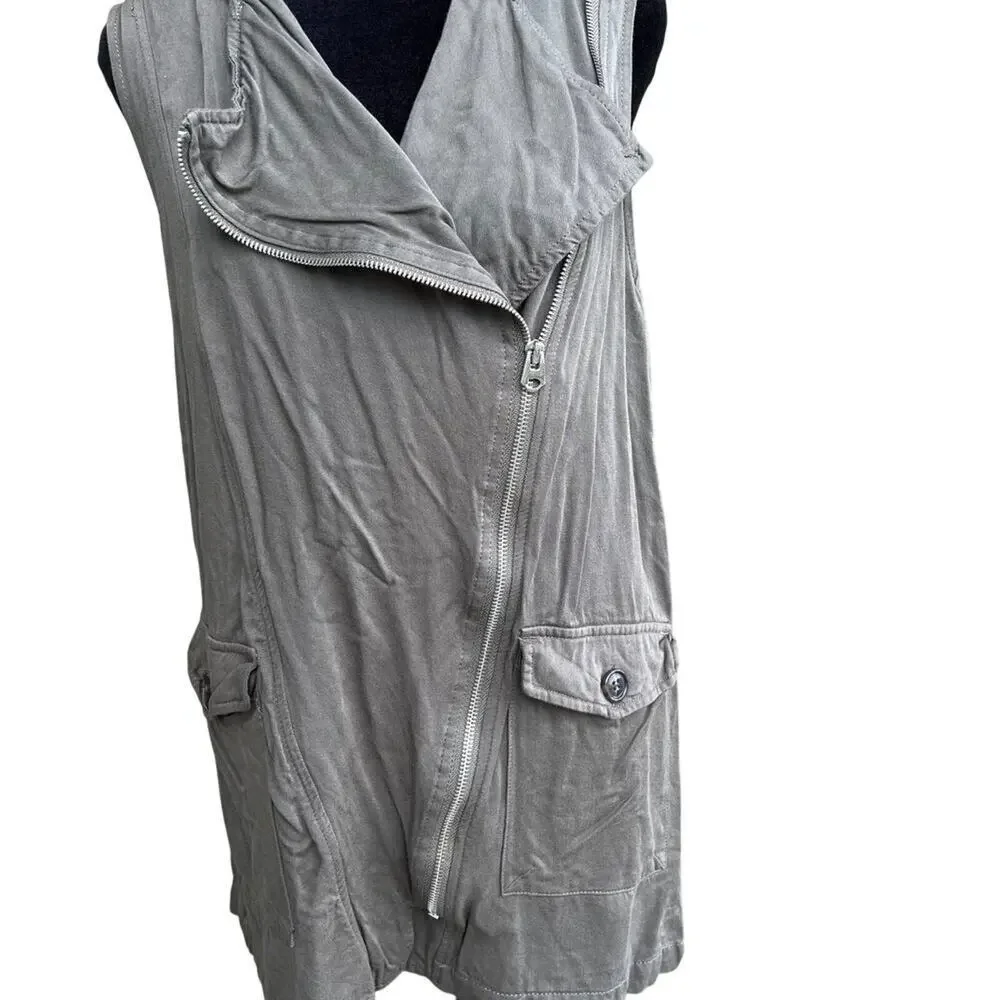 BKE olive green, full zip front with a hood, vest, Women's size S